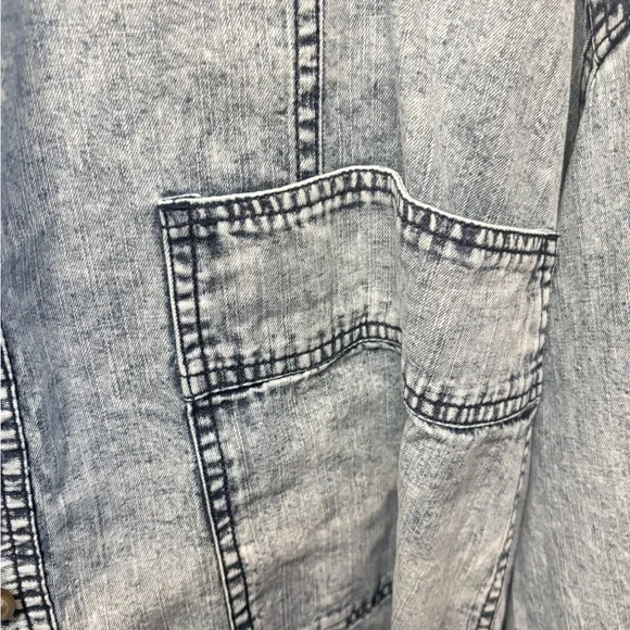 Free People Acid Wash Blue Denim Jacket - Picture 3 of 4